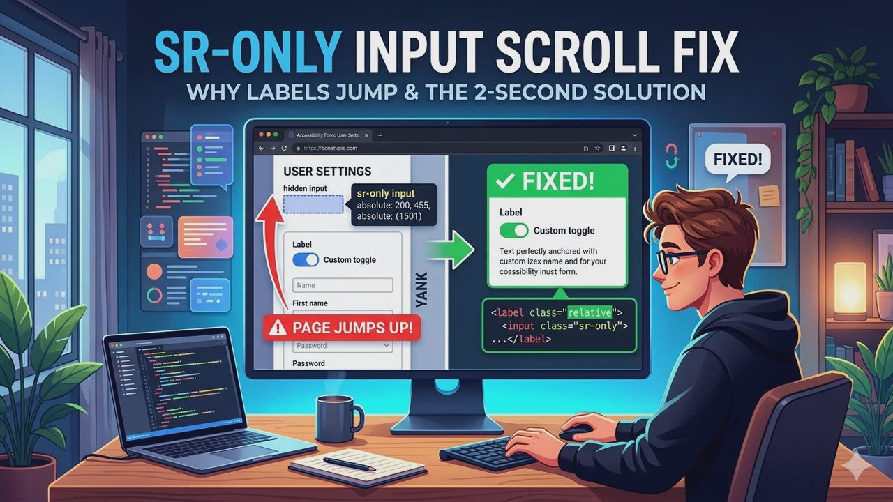 Why Your Page Jumps When Clicking Labels: The `sr-only` Input Bug